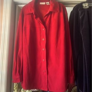 Croft & Barrow Raspberry Red Cotton Suede Button Down Shirt / Jacket 1X